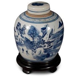 China Furniture and Arts Blue and White Porcelain Scenery Chinese Jar