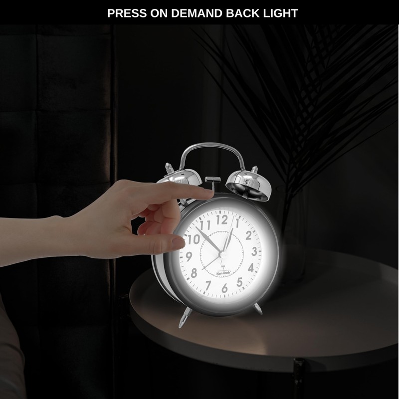 KEN-TECH Atomic Retro Twin Bell Alarm Clock Alarm Clocks for