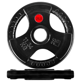 Fitvids Olympic Cast Iron 2-Inch Weight Plate for Strength Training & Weightlifting, Rubber Coate Style, Multiple Weights Available, 25LB (Pair)