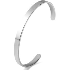 (Supervised by an Active Dermatologist) Hypoallergenic 316L Surgical Stainless Steel Bangle Bracelet, Unisex, Unisex