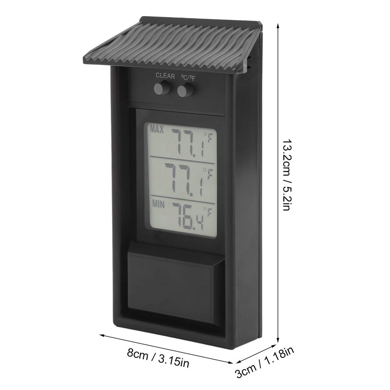 Digital Max Min Greenhouse Thermometer, Outdoor Waterproof Temperature Meter, Digital