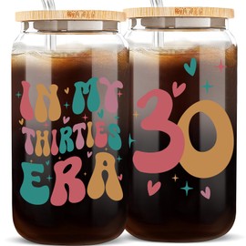 Hanmsen 30th Birthday Gifts for Her,30th Birthday Decorations for Women,16oz In My Thirties Era Glass Cups,30 Year Old Birthday Gifts for Women,Her,Wife,Sister,Mom,Daughter,Best Friend