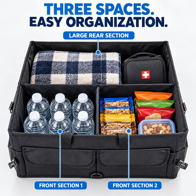 Large Collapsible Car Trunk Organizer for Storage – 600D Oxford