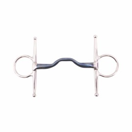 AK Blue Silver Full Cheek Ported Solid Mouthpiece Sweet Iron Horse Bit AKRS-102648 (Blue Silver, 5.00'')