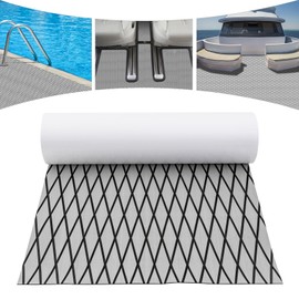 WANLECY Non-Slip Boat Flooring Decking Mat, 35.4" X 94.5" EVA Foam Faux Teak Deck Sheet Self-Adhesive RV Flooring Fit for Boat Marine (Gray+Black Stripes)