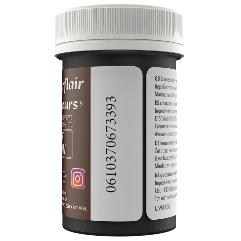 Sugarflair Spectral Dark Brown Lebensmittelfarbe Paste, hochkonzentrierte Lebensmittelfarbe für Buttercreme,