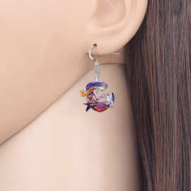 LONYOO Novelty Mermaid Earrings Dangle Mother's Day Gifts for Mom Women Girls Charms Enamel Zinc Alloy Jewellery Accessories (Purple)