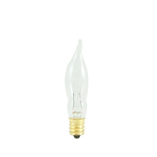 10 PACK -- Bulbrite 7.5CFC/15/3 7.5W Flame Candelabra Tip Chandelier Bulb, Clear