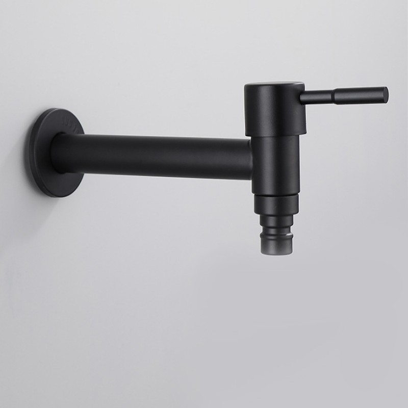 G1/2in Black Stainless Steel Washing Machine Faucet Single Cold Sink