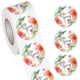 Heyfibro 500 PCS 1.5 Inch Hello Spring Stickers Roll for Adults, Gift Packing, Cards, Candy Bags, Envelopes, Party Supplies(Bird)