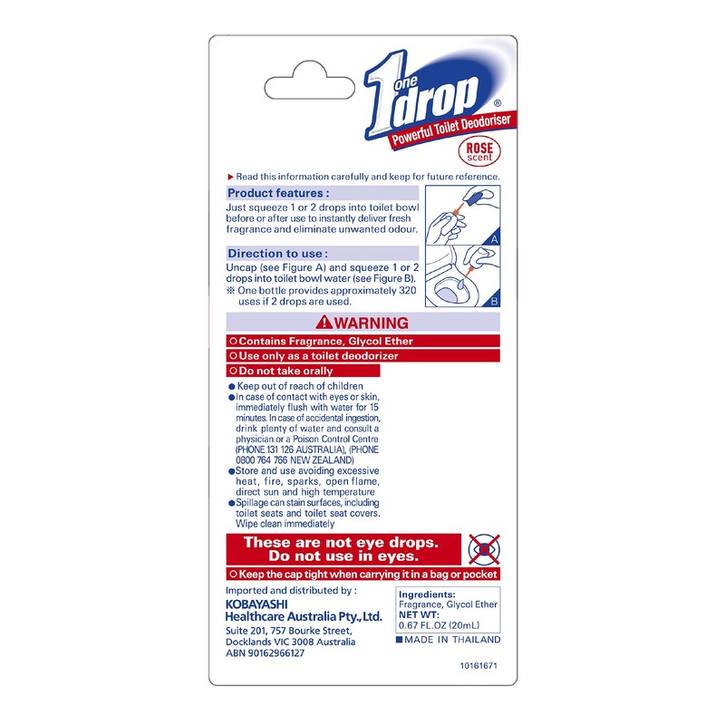 One-Drop Scent Toilet Deodorizer, Rose, 20 millilitre