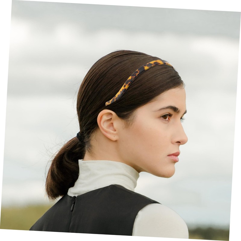 Baluue Leopard Print Headband for Women Stylish Thin Acetate Hairband