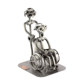 Steelman24 I Nuts and bolts sculpture Male-Nurse With A Wheel Chair With Personal Engraving I Handmade ornaments I I Metal figurine