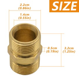 Fai Top Brass High Pressure Washer Coupler,M22-15 mm Female Thread to M22-14 mm Male Fitting, 4500 PSI