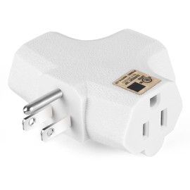 3 Outlet Wall Adapter T-Shaped, UL Listed 3 Prong Grounded Plug Extender,125V 1875W - Heavy Duty Multi Outlet Wall Plug,Power Outlet Splitter (1 Pack)