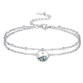 Palpitate Mustard Seed Anklet Bracelet 925 Sterling Silver Chain for Women Musturd seed Mountain Anklet Jewelry Gift Adustable Chain