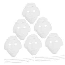 KONTONTY Embryo Masks 6pcs Blank Paper Masks for Boys and Girls Unpainted Masquerade