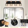 FadimiKoo 4-Light Rustic Style Wood Bathroom Vanity Light Fixtures, Black