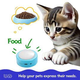 CEYOVISION Talking Buttons for Cats, Dog Buttons Talk, Voice Recording Button for Pet Communication, Set of 2 Blue Recordable Button with Batteries, Long Standby Dog & Cat Training Clicker