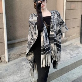 Women's Winter Shawl Cape Scarf Office Cardigan Warmer Black