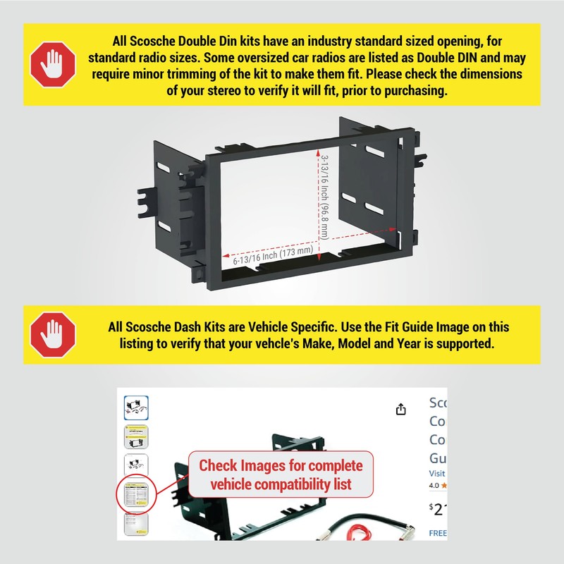 Scosche ICGM8BN Double DIN Radio Installation Dash Kit Compatible with