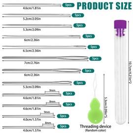 Bupete 65 Pcs Large Eye Blunt Needles Set, 12 Sizes Large Eye Sewing Needles, Tapestry Needles, Yarn Needles with Threaders, Embroidery Needles for Hand Sewing for Knitting Sewing