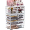 Sorbus Large Clear Makeup Organizer - Detachable 4-Piece Jewelry &
