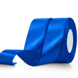 100 Yards 1 1/2 Inch Royal Blue Ribbon Graduation Ribbon Gift Wrap Ribbon Royal Blue Silk Ribbon Silky Polyester Ribbon Shiny Wide Fabric Ribbons for Crafts Money Bouquet Kit Wedding Bow Party Decor