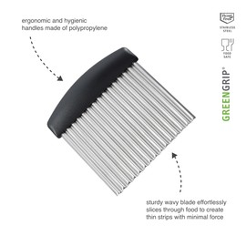 triangle Crinkle Cutter - Ultra-Sharp Stainless Steel - Creates Julienne Strips, Waffle Cuts & Fancy Wavy Edges - GreenGrip Handle - Dishwasher Safe