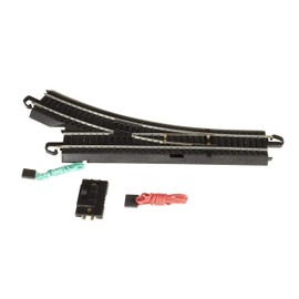 Bachmann Trains - Snap-Fit E-Z TRACK REMOTE TURNOUT - RIGHT (1/card) - STEEL ALLOY Rail With Black Roadbed - HO Scale