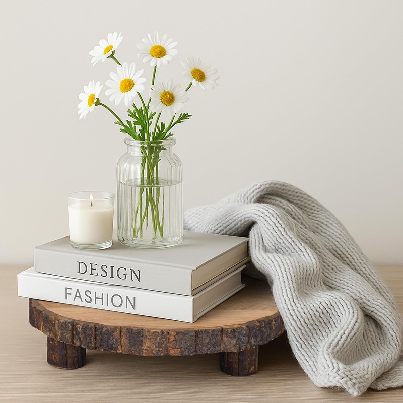 GoCraft Mango Wood Pedestal Stand – Rustic Decorative Riser for