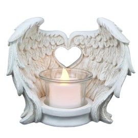 Norrclp Angel Wings Tealight Candle Holders, Prayer Candle Holder Memorial Gifts Angel Wings Home Decor (LED Tea Light and Cup Included)