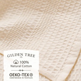 Gilden Tree Toalla Algodon Secado Rápido Tipo Wafle – Sin Pelusas, Delgada y Extra Grande para Adultos, Toalla de Playa Estilo Clásico (Crema)