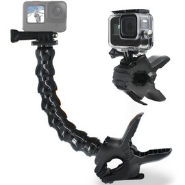 FiTSTILL Jaws Flex Clamp Mount with Adjustable Gooseneck 8-Section Compatible with Go Pro Hero 12, 11, 10, 9, 8, 7, 6, 5, 4, Session, 3+, 3, Max, 11 Mini, DJI Osmo Action