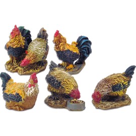 FADEDA 5 x Animal Group Gockel + Chickens/Height: 17 cm/Hand-Painted/Detailed Nativity Figures - Christmas Table Decoration Nativity Accessories