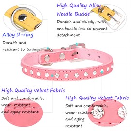 Yiwong Single Row Rhinestone Pet Collar, PU Leather Dog Collar, Comfortable Suede Cat Collar, The Diamond Collar is Suitable for Cats and Small Dogs