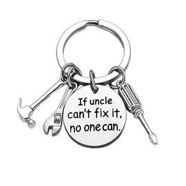 Uncle Christmas Birthday Gifts Keychain - If Uncle Cant Fix it No One Can Key Ring for Best Uncle Uncles Fathers Day Gift from Niece Nephew