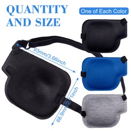 PAGOW 3Pcs 3D Eye Patches for Adults, Adjustable Eyepatch for Lazy Eye,Large Black,Grey,Blue (Right Eye)