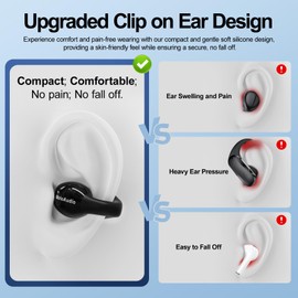 MeloAudio Open Clip Earbuds, Wireless Bluetooth 5.3, Open Ear Headphones 120 Hours Playtime, Charging Case With LED Display, Sport Headphones for Running, Workout, Work, Fitness