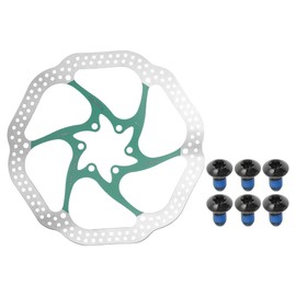 BULLSPANN 1 Set Bicycle Disc Brake Rotor, 180mm Brake Disc Rotor, Bicycle Flow Disc Brake Rotor with 6 Volt for Mountain Road E-Bike, Green