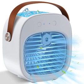 Portable Air Conditioners Rechargeable, 5200mAh Mini Air Conditioner, Personal Air Cooler with 3 Speeds, Small Desk Air Cooling Fan for Bedroom, Office, Outdoor