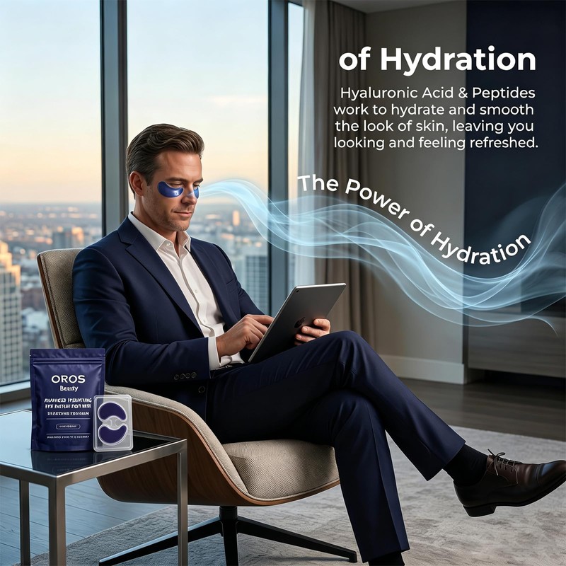OROS Eye Patches for Men, 10 Pieces, Hyaluronic Acid &