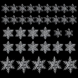 35 Pieces Clear Acrylic Christmas Tree Decorations Snowflake Pendants for DIY Christmas Decoration (Transparent)