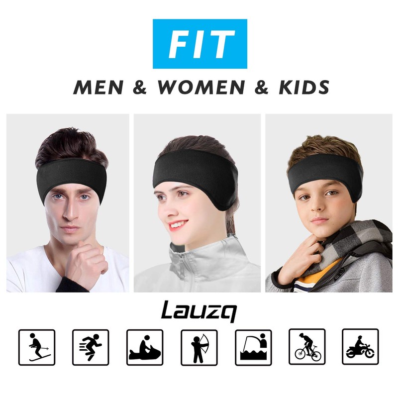 Lauzq Winter Fleece Ear Warmers Muffs Headband for Men Women
