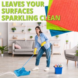 HELOMOR 3 Extra Large Floor Microfiber Cleaning Clothes, 30"x18" for Squeegee Mop, Multi-Purpose Color Rags, Reusable for House Floor Kitchen Car Window Highly Absorbent, Lint and Streak Free