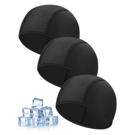 Becellen Pack of 3 Cycling Cap Under Helmet, Breathable Mesh Skull Cycling Cap, Lightweight Underhelmet Cap, Cycling Cap, Summer for Men and Women, black, Unit size