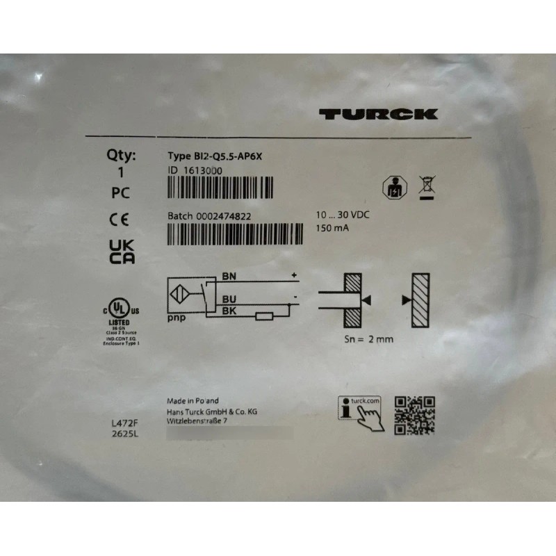 Sensor Inductivo Turck Bi2-q5.5-ap6x