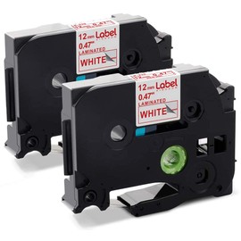Label KINGDOM Compatible Labels Replacement for Brother TZe-232 TZ-232 Red on White P Touch TZe Label Tape 12mm 0.47 Inch Laminated for PT-D210 PT-D400 PT-D200 PT-H110 Label Maker, 2-Pack