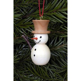 Christmas Tree Decorations Snowman Natural, from the Ore Mountains in Germany