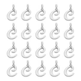 sourcing map 100Pcs A-Z Alphabet Charm, Metal Alphabet C Letter Charm Initial Charm Pendant Bead for Necklaces Bracelets Jewelry Making Crafts, Silver